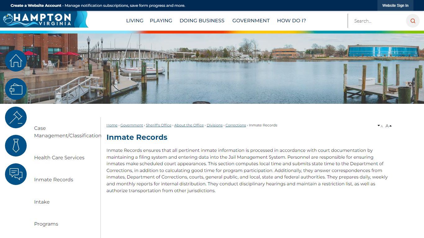 Inmate Records | Hampton, VA - Official Website
